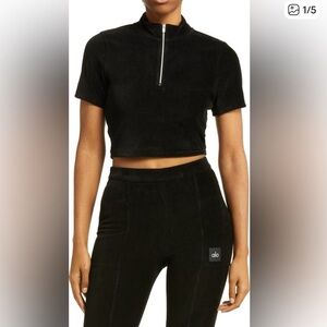 Alo Yoga Black Mock Neck Crop Top